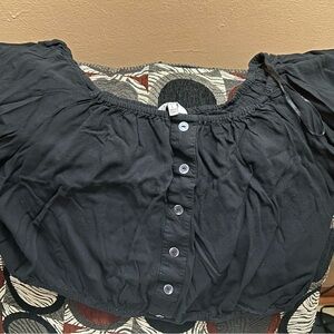 Black Button-Up Women's Top